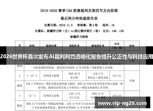 2026世界杯首次发布AI裁判判罚透明化报告提升公正性与科技应用